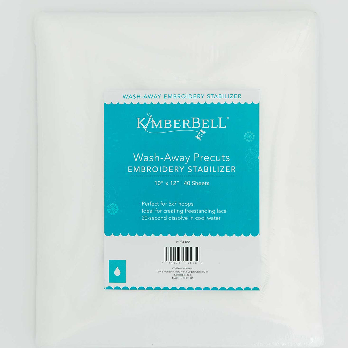 Kimberbell Wash Away 10 in x 12 in Precut Sheets 40 Stabilizer Pack